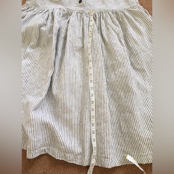 Offon Women's Linen Dress Gray White Stripe Nursing Friendly Buttons Pockets - Picture 9 of 13